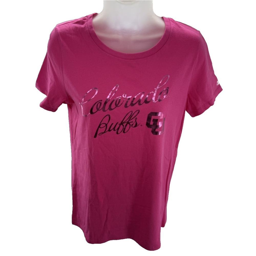 Champion Colorado Buffs Pink Metallic Foil Graphic Tee Shirt Womens Small NEW